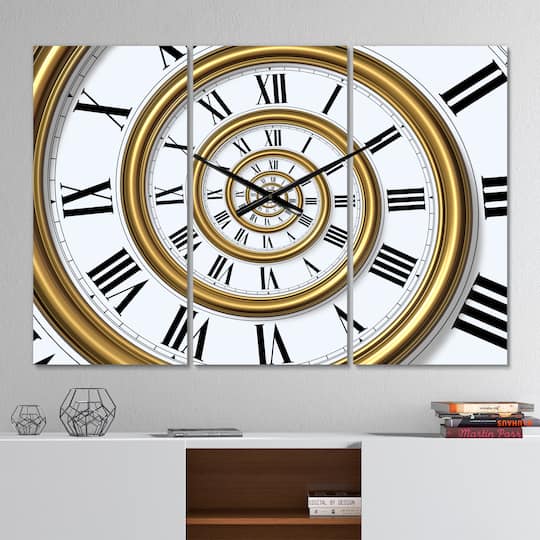 Designart 'Time Spiral In Antique Style Modern Multipanel Wall Clock